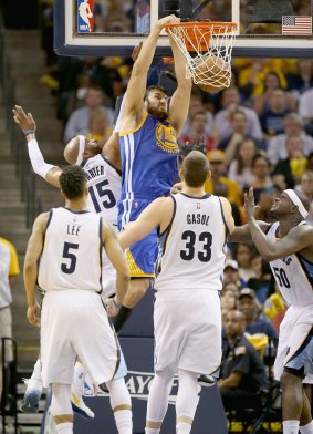 Stop, hammer time: Andrew Bogut dunks for the Golden State Warriors against the Memphis Grizzlies.