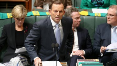 Prime Minister Tony Abbott during Question Time at Parliament House.