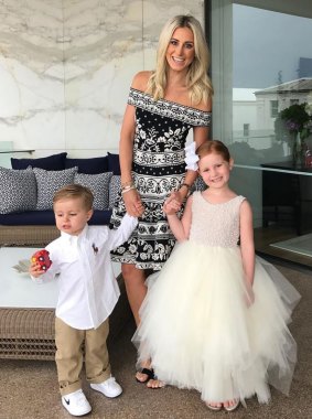 Roxy Jacenko with her children Hunter, 3, and Pixie, 5.