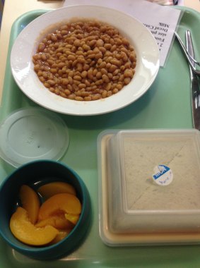 Highly processed: A typical dinner at the nursing home.