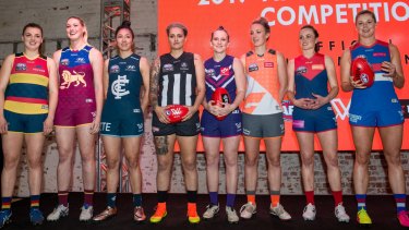 The uniforms for the AFLW teams.