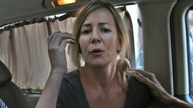 Sally Faulkner in a mini van shortly after she was released.