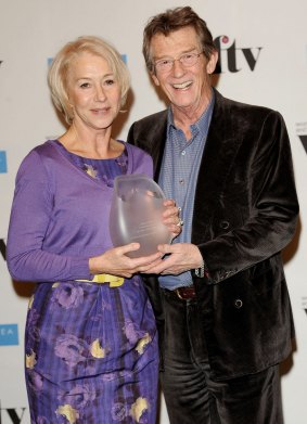 John Hurt presents Actress Dame Helen Mirren with her Lifetime Achievement Award at the Women In Film And TV Awards, London, 2009. 