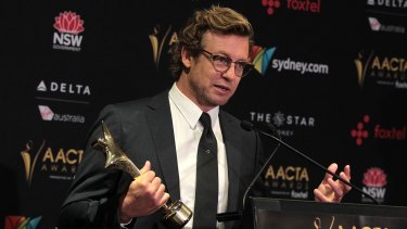 Simon Baker receives the AACTA trailblazer award at the AACTA Awards.