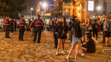 The strong police presence kept Federation Square trouble-free earlier on Saturday evening.