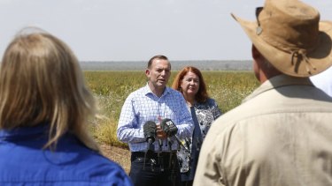 Prime Minister Tony Abbott,  Melissa Price, the federal member for Durack, addresses a press conference in Kununurra.