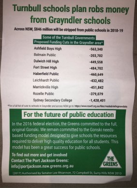 The leaflet that Greens say Senator Lee Rhiannon sent to NSW constituents.