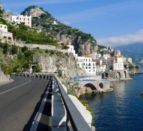 The Strada Statale 163 is the scenic coastal road, overlooking the Tyrrhenian Seat.