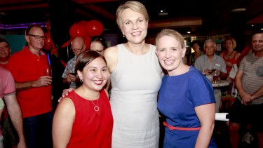 ALP candidate Kate Jones and federal ALP member for Sydney and Deputy Leader of the Opposition, Tanya Plibersek, at the Ashgrove Golf Club, Brisbane.