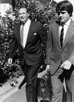 Kerry Packer with advisor Malcolm Turnbull in 1984.