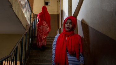 Hanan Ibrahim and other Somali woman are wearing red headscarves to show solidarity with the victims of the October 14 attack.