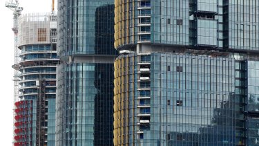 Buildings under construction at Lend Lease Group's Barangaroo redevelopment in Sydney,
