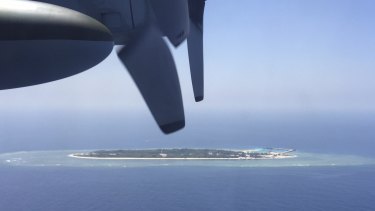 An aerial view of a Taiwan-controlled island in the South China Sea.