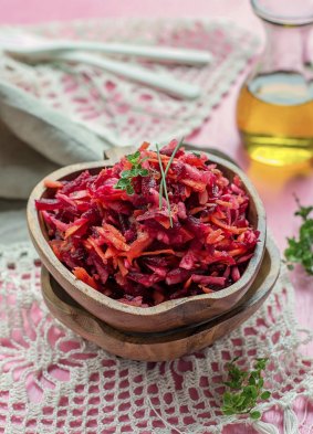 Fresh salad with beetroot, carrots