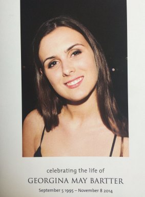 The cover of the order of service for the funeral of Georgina Bartter.