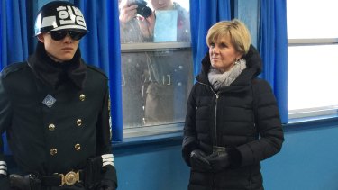 North Korean soldiers photograph Foreign Affairs Minister Julie Bishop during a trip to the demilitarised zone in South Korea in February.