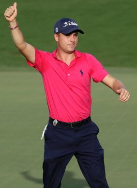 Justin Thomas celebrates after the final round.