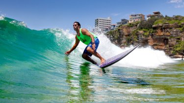 Former World Longboard Champion, Duane De Soto (USA) shows his style during the Modern Legends session at Freshwater Beach as part of a celebration to mark 100 years of surfing in Australia.