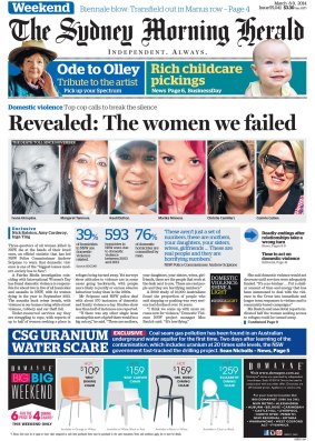 The <i>Herald's</i> front page in March 2014.