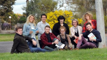 Student teachers are angry about literacy and numeracy tests. From back left: Emma Ulrick, Sam Morales, Cassandra Denne, Mieta Robertson, Kate Smith. At front: Kale Wylie, Vincent Paul, Anna Tilley and John Lister. 
