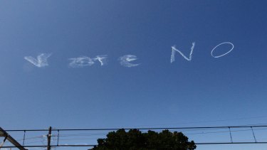 The social media reaction to the skywriting was colourful. 