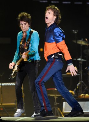 Ron Wood (left) and Mick Jagger performing at Desert Trip music festival.