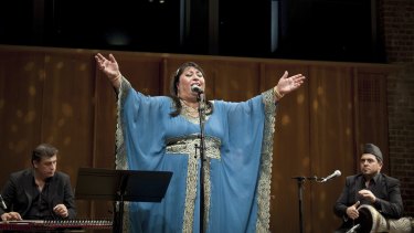Farida Mohammed Ali performs at London's Barbican Centre at a concert celebrating Iraqi music.