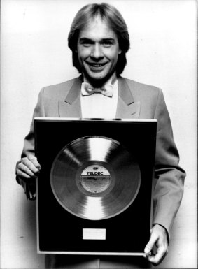 Platinum blond: Richard Clayderman celerating in 1982 after his album A Christmas Dream sold more than 500,000 copies.
