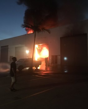 Large fire engulfs three Gold Coast factories.