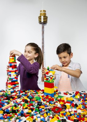 Children playing at the Towers of Tomorrow exhibition.