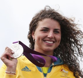Jessica Fox with her silver medal at the London Olympics.