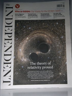 A copy of The Independent newspaper in a shop in London.