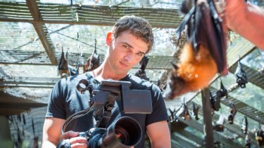 YouTuber Adam Cox filming at the Australian Bat Clinic and Wildlife Trauma Centre in the Gold Coast hinterland. 