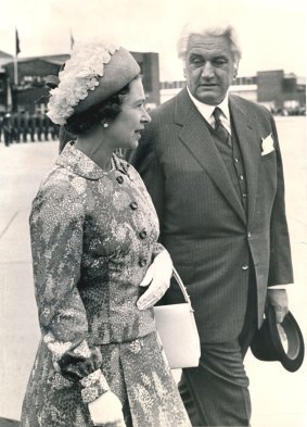 The Queen during an Australian tour with Governor-General Sir John Kerr. 