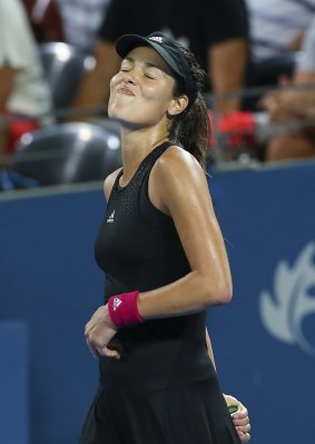 Ana Ivanovic reacts after losing a point.