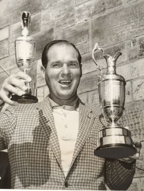 Glory days: Kel Nagle with his British Open trophies in 1960.