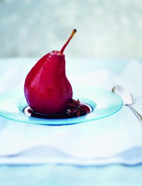 Simple beauty: Hibiscus-Poached Pears, from Cairo Kitchen, by Suzanne Zeidy
