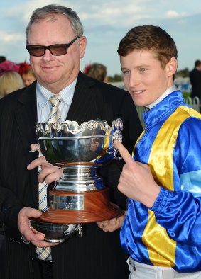 Hoping for more success: Murray Baker with jockey James McDonald after  a It's A Dundeel's win. 