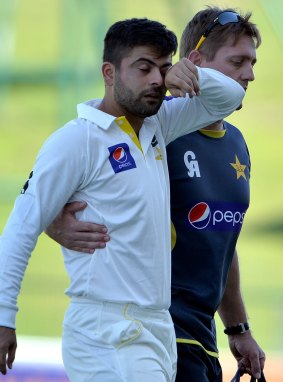 Down and out: Ahmed Shehzad.