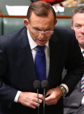 Prime Minister Tony Abbott during question time on Monday.