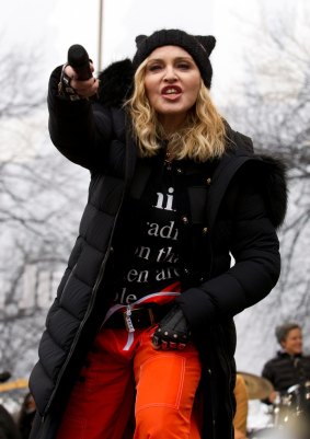 Madonna performs during the Women's March on Washington in January.