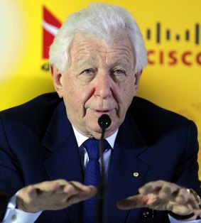 Frank Lowy in Zurich in 2010 during the Australian bid for the 2022 World Cup.