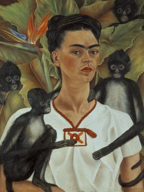 Frida Kahlo's Self-portrait with monkeys 1943.  
