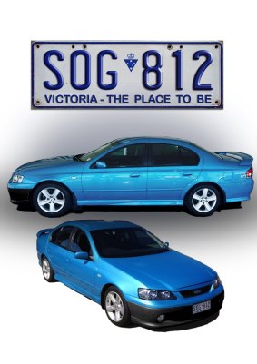 An image of blue 2003 Ford Falcon XR6 sedan similar to the one Cayleb was last seen in.