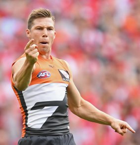 Toby Greene celebrates goal in the qualifying final.