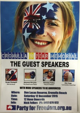 Flyers for a Cronulla riot memorial event have been circulated throughout Sydney.