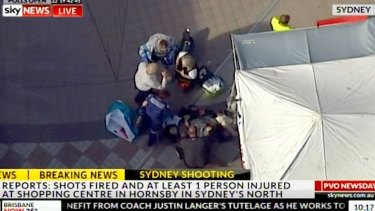 The scene of the shooting at the Hornsby Organic Food Market at Westfield Hornsby where people were injured after officers opened fire on a man with a knife.