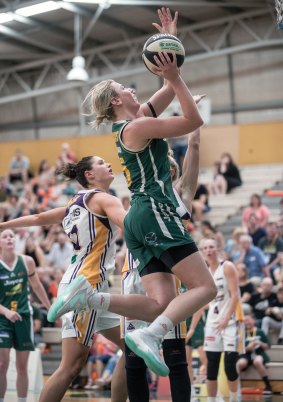 Hangtime: Sara Blicavs adds two points for Dandenong.