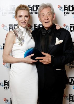 Sir Ian McKellen presented the award to Cate Blanchett.