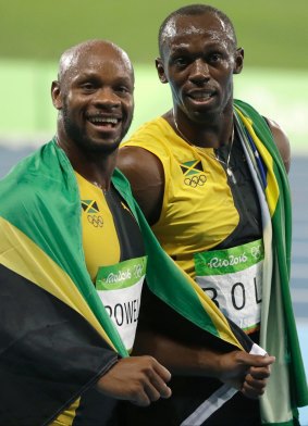 Double speed: Jamaica's Usain Bolt and Asafa Powell (left) will be teaming up again for the Nitro athletics series in Melbourne.